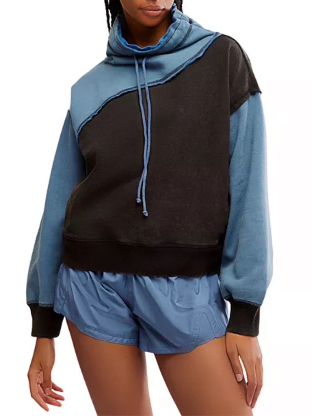 FP Movement by Free People Color Block Home Stretch Sweatshirt in Black/Skyline